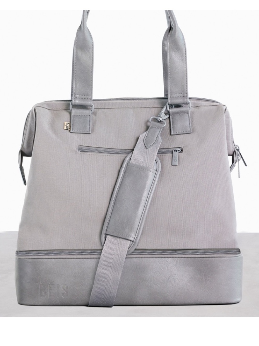 BEIS Light Gray Convertible Mini Weekender Tote